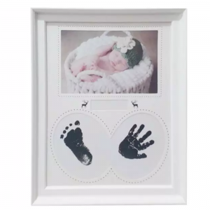 PARAES® Kit cadre empreintes mains et pieds bébé Édition Deluxe pour bébés Kit lettres nom bébé Baby Shower enfant Baby Shower cadeaux originaux Panier pour bébé nouveau-nés Premium 