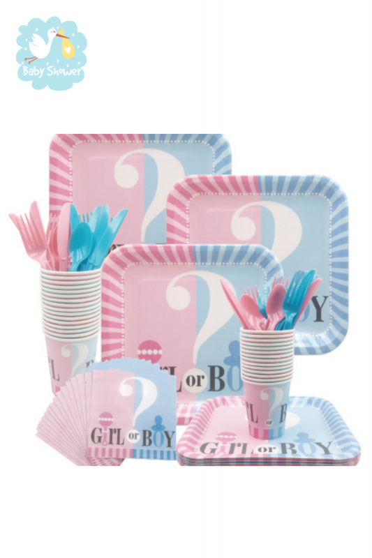 Set vaisselle jetable pour révélation sexe bébé Assiettes, verres